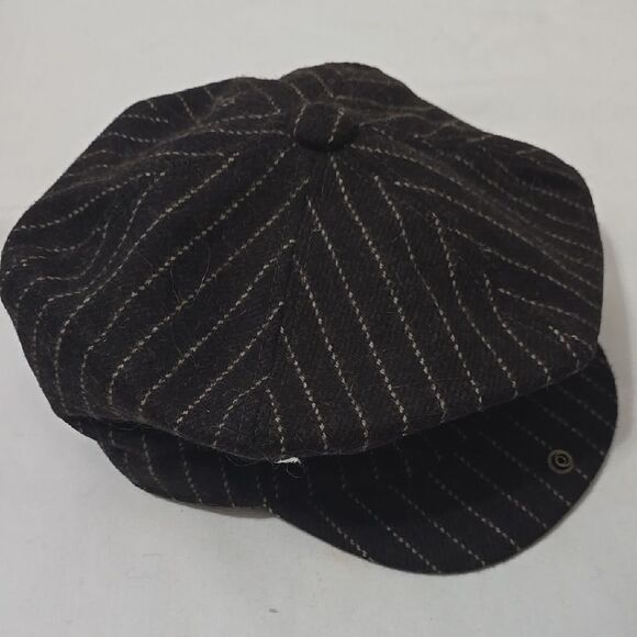 Grace Brown Pinstripe Wool Newsboy Cap - Picture 1 of 7